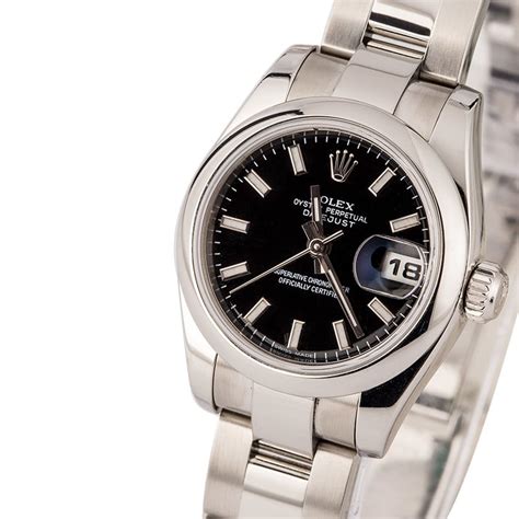 Used Rolex Lady Datejust 179160 Black Index Dial 